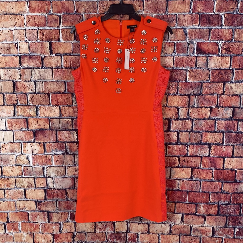 Karen Millen Crystal Embellished Lace Mix Mini Dress